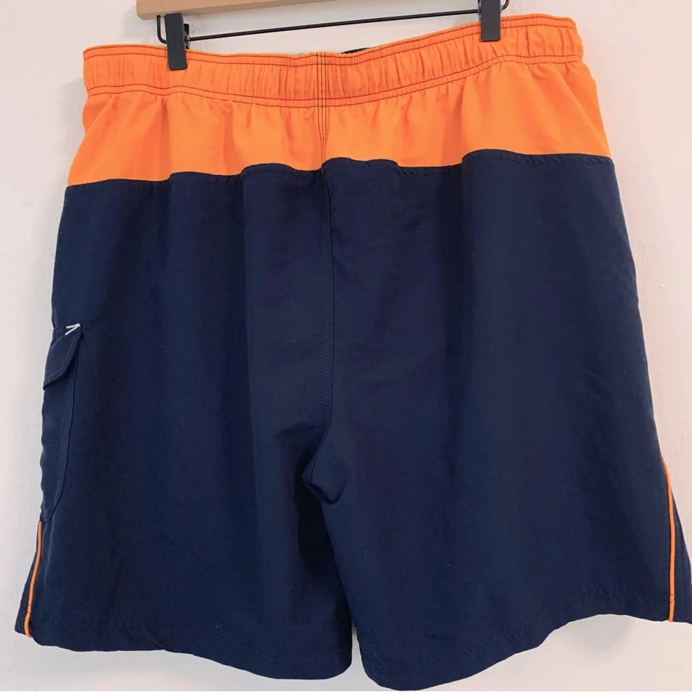 SPEEDO Men’s Navy and Orange Swim Trunks Size XXL
